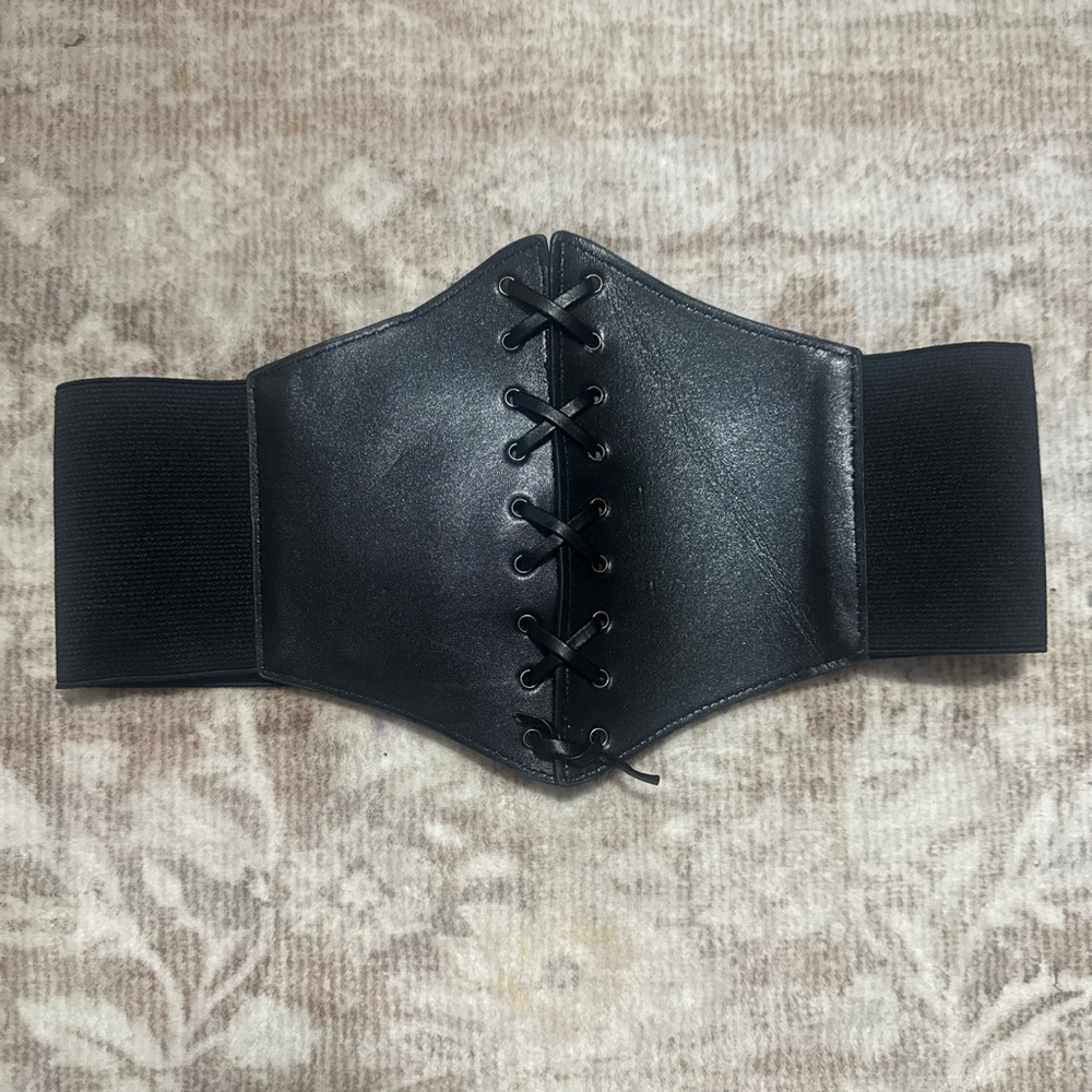 Black Lace-Up Corset Belt